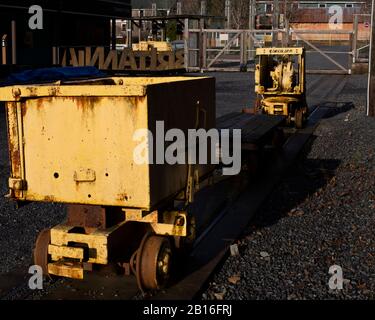 Old Mining skip im Britannia Mine Museum am Britannia Beach, British Columbia, Kanada Stockfoto