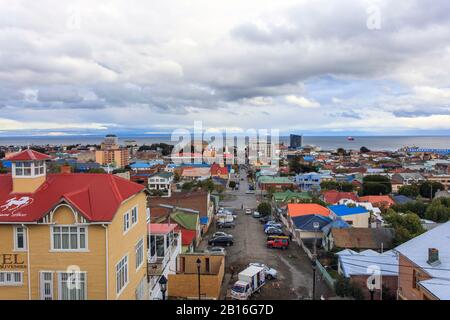 Punta Arenas, chilenische Stadt an der Straße von Magellan. Stockfoto