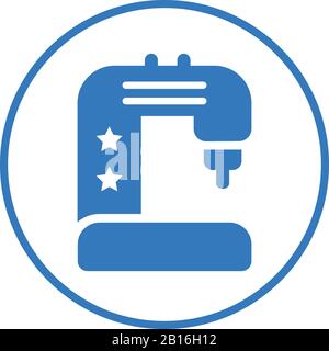 Nähmaschinensymbol, Produktionsgerät - Perfekt für die Gestaltung und Entwicklung von Websites, gedruckten Dateien und Präsentationen, Stockbildern und Promo Stock Vektor