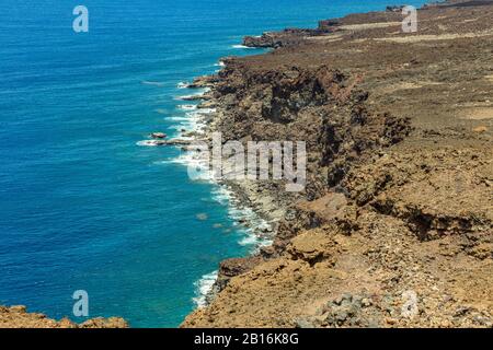 Vulkanische Landschaft in der Nähe des Orchilla-Leuchtturms. Südwestküste der Insel El Hierro. Spanien. Stockfoto