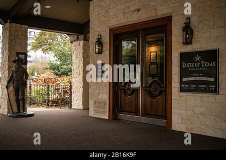 Houston, Texas - 11. Februar 2020: Geschmack von Texas Steakhouse und Restaurant Stockfoto