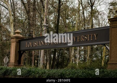 Baton Rouge, Louisiana - 10. Februar 2020: Begrüßungsschild der Louisiana State University (LSU) Stockfoto