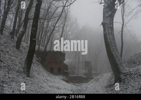 Festung Przemysl: Fort I Salis-Soglio. Verteidigungsmauern aus Backstein. Ostpolen, Europa. Stockfoto