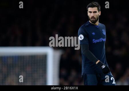 Andre Gomes von Everton im Einsatz während des Premier-League-Spiels zwischen Arsenal und Everton im Emirates Stadium in London, Großbritannien. Februar 2020. Credit: Action Foto Sport/Alamy Live News Stockfoto