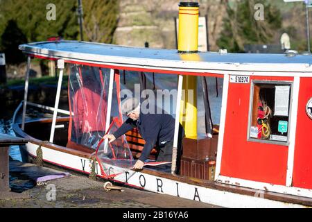 Cala Homes, Linlithgow, Canal Centre, Union Canal, Volunteer Mike Smith Stockfoto