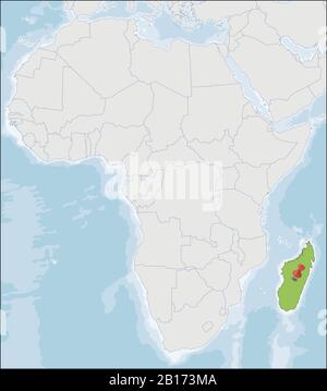 Lage der Republik Madagaskar auf der Afrika-Karte Stock Vektor
