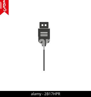 Symbol für USB-Ladestecker auf weißem Hintergrund. USB-Blitz, Flashlaufwerk im trendigen Flachdesign. Vektorgrafik-Abbildung. Geeignet für Webseiten Stock Vektor
