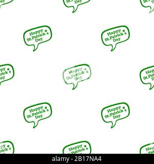 Conversational Seamless Muster Design Saint patricks Tagesmotiv in grün-weißen Farben Stockfoto
