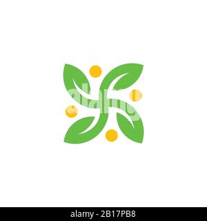 Quadratischer Logo-Vektor mit geometrischem grünen Lamellen Stock Vektor