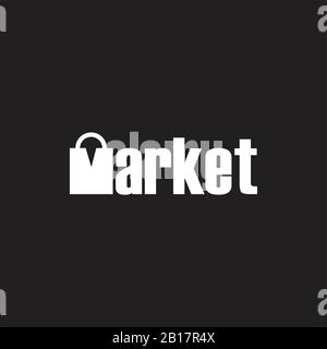 Textmarkt m Einkaufstaschen Design Logo Vektor Stock Vektor