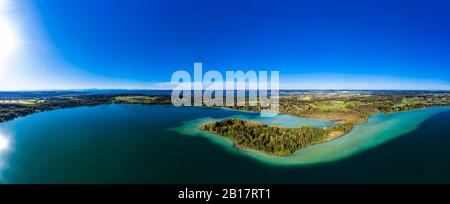 Lufttaufnahme, Deutschland, Bayern, Bachern, Landkreis Stranberg, Wörth siehe mit der Wörth insel bzw. Mausinsel Stockfoto