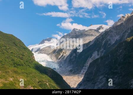 Neuseeland, Westland District, Franz Josef, landschaftlich reizvoller Blick auf den Franz Josef Gletscher Stockfoto