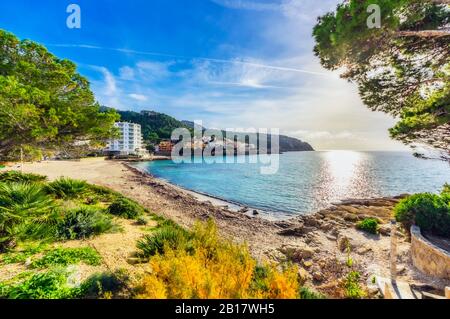 Spanien, Mallorca, Sant Elm, leerer Strand Stockfoto