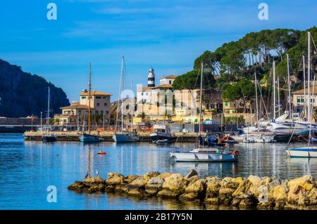 Spanien, Mallorca, Port de Soller, Hafen Stockfoto