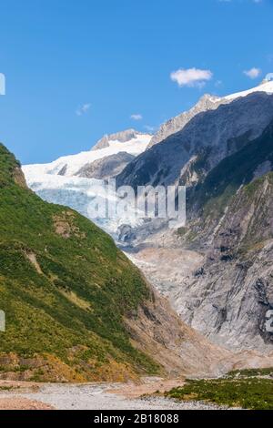 Neuseeland, Westland District, Franz Josef, landschaftlich reizvoller Blick auf den Franz Josef Gletscher Stockfoto