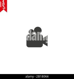 Videokamera-Symbol im trendigen, flachen Stil, isoliert auf dem Hintergrund. Symbol für Videokamera-Symbol für das Design Ihrer Website Videokamera Symbol Logo, App, UI Stock Vektor