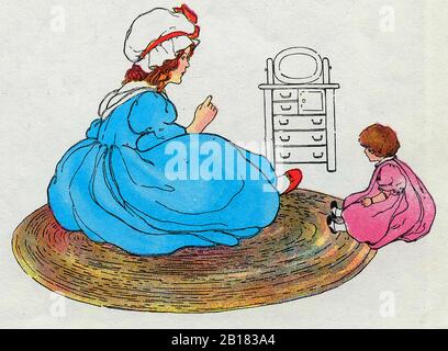 Baby DOLLY, The Real Mother Goose Nursery Rhyme Illustration von Blanche Fisher Wright um das Jahr 1915 Stockfoto