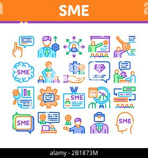 Symbole Für Die Sammlung Von Sme-Unternehmen Setzen Vektor Stock Vektor