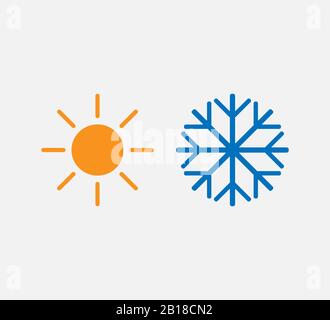 Symbol "heiß", "kalt". Vektorgrafiken, flaches Design. Stock Vektor