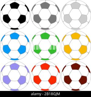 Fußballball-Symbol farbiges Set. Stock Vektor