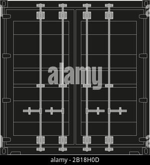 Frachtcontainer. Schwarzes Symbol Stock Vektor