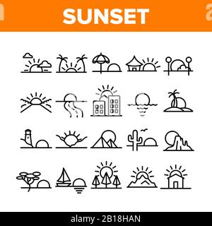 Symbole Für Die Sunset- Oder Sunrise Collection Setzen Den Vektor Stock Vektor