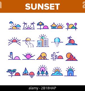 Symbole Für Die Sunset- Oder Sunrise Collection Setzen Den Vektor Stock Vektor