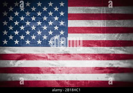 Flagge der USA, Hintergrund, Textur, schmutzig. Stockfoto