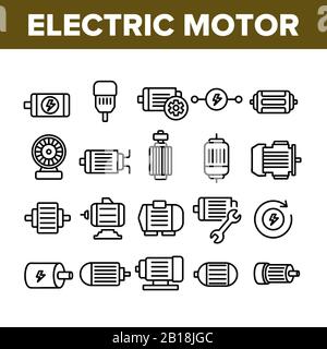 Symbole Für Die Sammlung Elektronischer Motorwerkzeuge Setzen Vektor Stock Vektor