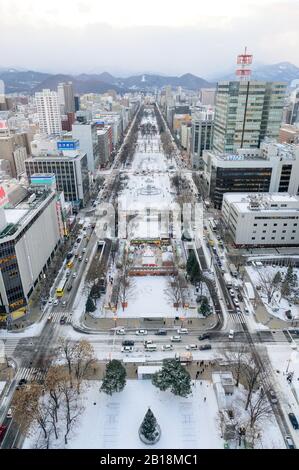 Blick auf den Odori-Park vom Sapporo TV Tower Stockfoto