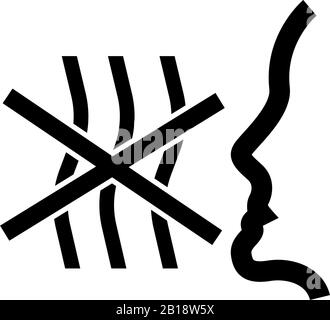 Atmen Sie Keine Dämpfe ein, atmen Sie keine Luft. Abbildung Des Symbols "flacher Vektor". Einfaches schwarzes Symbol auf weißem Hintergrund. Atmen Sie Keine Dämpfe ein, atmen Sie Keine Luft Stock Vektor