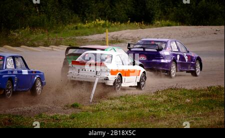 Aktion vom schwedischen Masters Rally Cross Stockfoto