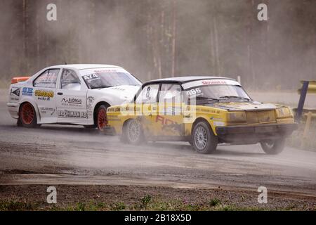 Aktion vom schwedischen Masters Rally Cross Stockfoto