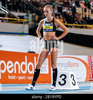 Apeldoorn, Niederlande. Februar 2020. Apeldoorn, 23-02-2020, Omnisport Apeldoorn, Frauen 400m Finale, Saison 2019/2020. Femke Bol beim NK Atletiek 2020 Indoor Credit: Pro Shots/Alamy Live News Stockfoto