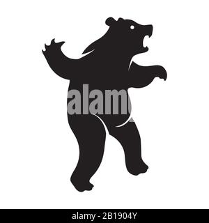 Das Logo "Angry Bear" ist eine schwarze Ikone auf einem weiß isolierten Hintergrund. Vektorbild Stock Vektor