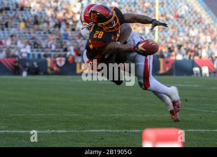 Carson, Kalifornien, USA. Februar 2020. 28 Martez Carter Touchdown während der LA Wildcats gegen DC Defenders am 23. Februar 2020 Credit: Dalton Hamm/ZUMA Wire/Alamy Live News Stockfoto