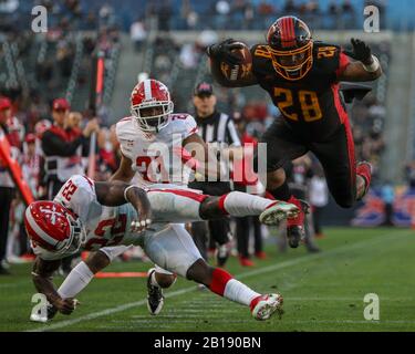 Carson, Kalifornien, USA. Februar 2020. 28 Martez Carter Touchdown während der LA Wildcats gegen DC Defenders am 23. Februar 2020 Credit: Dalton Hamm/ZUMA Wire/Alamy Live News Stockfoto