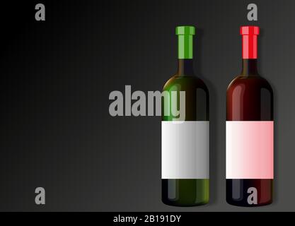 zwei Flaschen Wein Stock Vektor