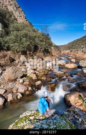 Trekking (Nationalpark Cabañeros, Toledo, Spanien) Stockfoto