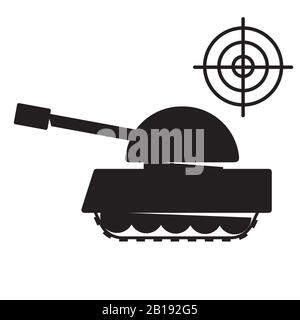 Panzer-Cartoon mit Ziel-Schwarz auf isoliertem Hintergrund. Vektorbild Stock Vektor