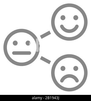 Symbol "Grad der Zufriedenheit". Bereich, um die Emotionen vom positiven bis zum negativen Symbol zu bewerten Stock Vektor