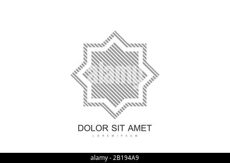 Arabisches Vektor-Logo-Designvorlage. Logo der "Arab Emirates Dubai Flat"-Ikone. Emblem für Luxusartikel, Boutiquen, Schmuck, orientalische Kosmetik Stock Vektor