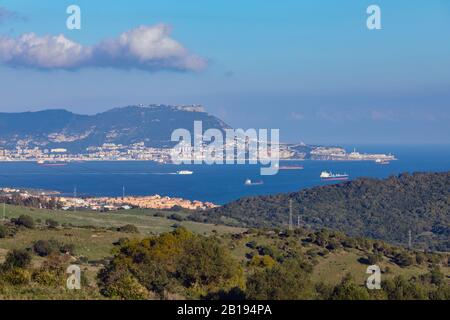 Gibraltar aus der Nähe von Algeciras, Spanien. Stockfoto