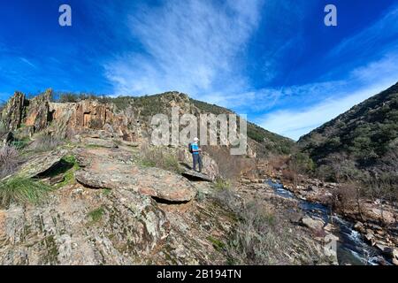 Trekking (Nationalpark Cabañeros, Toledo, Spanien) Stockfoto