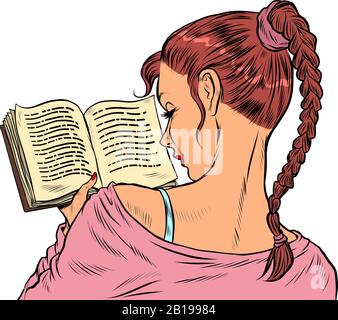 Studentin beim Lesen eines Buches Stock Vektor