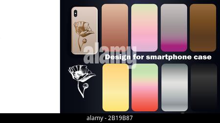 Vector Set Druckdesign für Smartphone mit Mohn. Stock Vektor