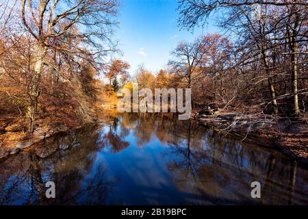 Fantastische Landschaft im urbanen Central Park, einer der meistbesuchten Touristenattraktionen weltweit in Manhattan, New York City, Vereinigte Staaten. Stockfoto