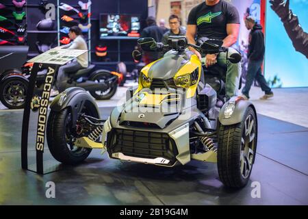 Toronto, Kanada. Februar 2020. Die Toronto Motorcycle Show 2020 ist die größte Herstellermesse in Ontario mit einer breiten und spannenden Auswahl an Ausstellern, die den Motorradlebensstil feiern. (Foto von Hadrielle Lumanog/Pacific Press) Credit: Pacific Press Agency/Alamy Live News Stockfoto