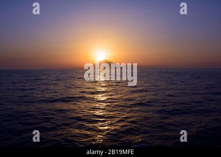 Griechenland, Sonnenuntergang auf dem Berg Athos Stockfoto