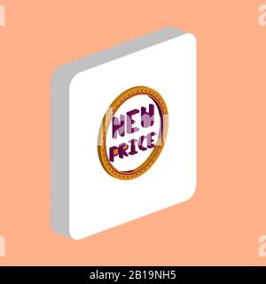 Neues Vektor-Symbol für die Preisbezeichnung "Simple". Designvorlage für Symbole für Web Mobile UI-Element. Perfektes Farb-Isometrisches Piktogramm auf 3D-weißem Quar Stock Vektor